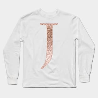 J rose gold glitter monogram letter Long Sleeve T-Shirt